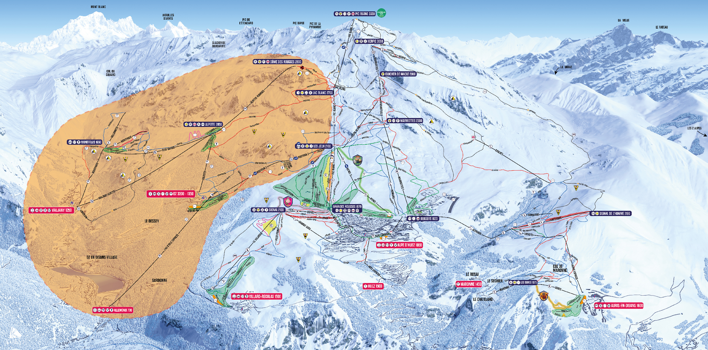 Plan des pistes Oz Vaujany 2025-2026